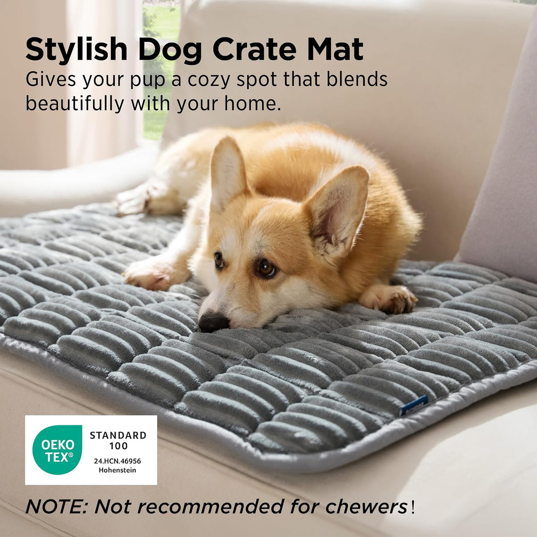 Bedsure ComfyFleece® Washable Dog Crate Pad,Soft Thin Medium Pet
