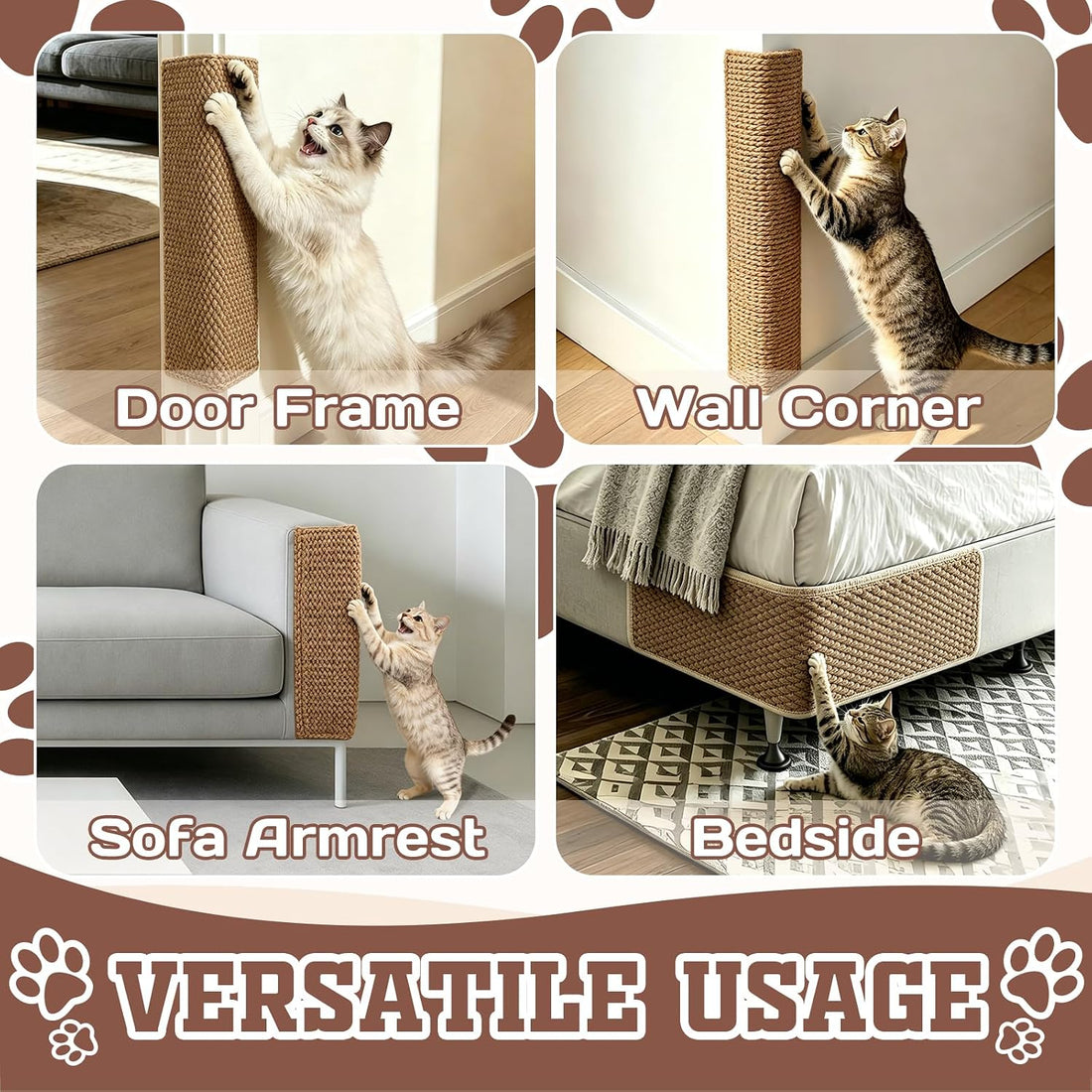 Door & Wall Corner Cat Scratcher, 19.68x7.8 Inch Scratch Pad for Cats