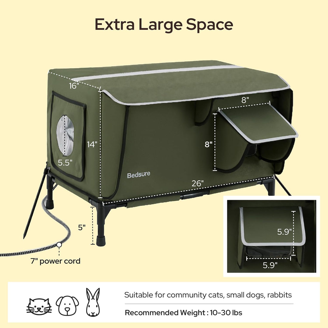 Bedsure ReflexHeat™ Heated Feral Weatherproof Outdoor Cat House