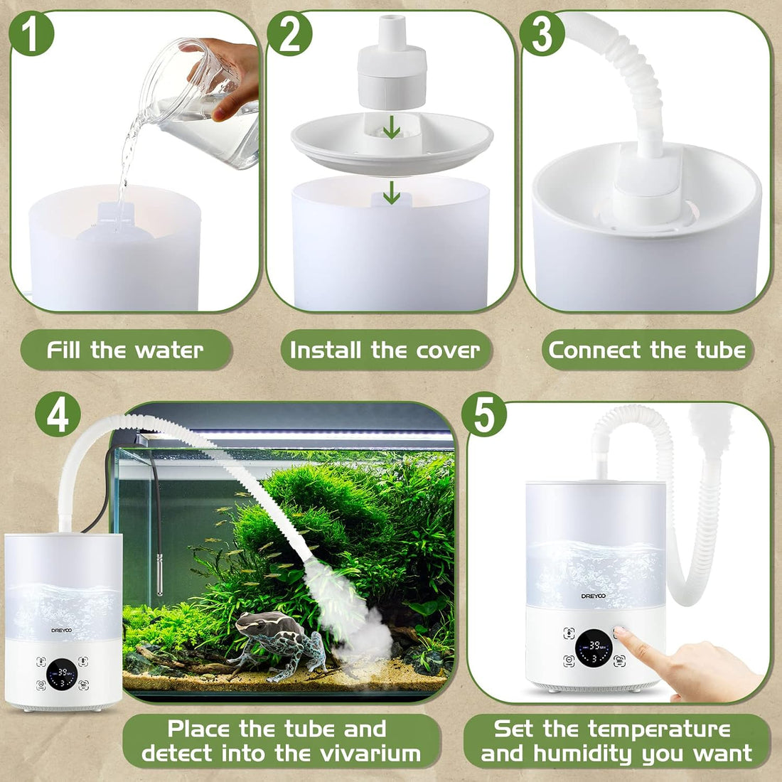 Smart Reptile Fogger Humidifiers with Humidity Control