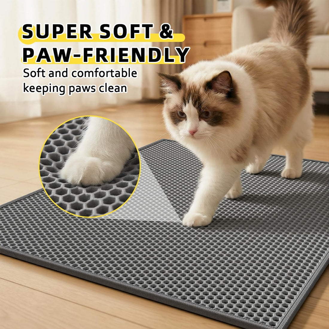 Kaxionage Cat Litter Mat, 30"X24" Large Double Layer Litter Trapping