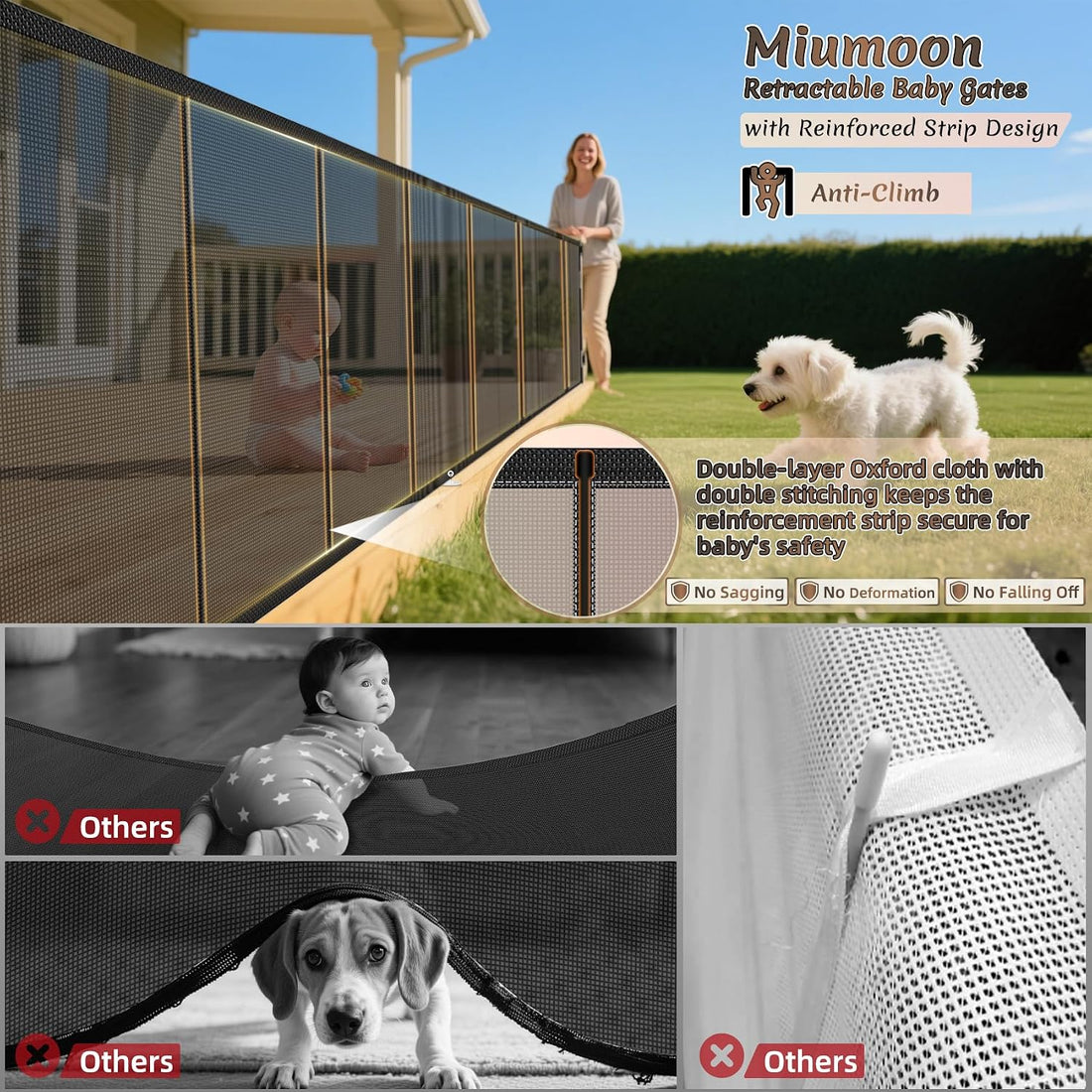 Miumoon 120 inch Retractable Baby Gates 42 inch Tall
