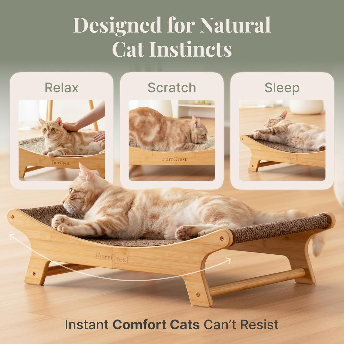 XL Sisal Cat Scratcher Bed with Elevated Hammock for Indoor Cats