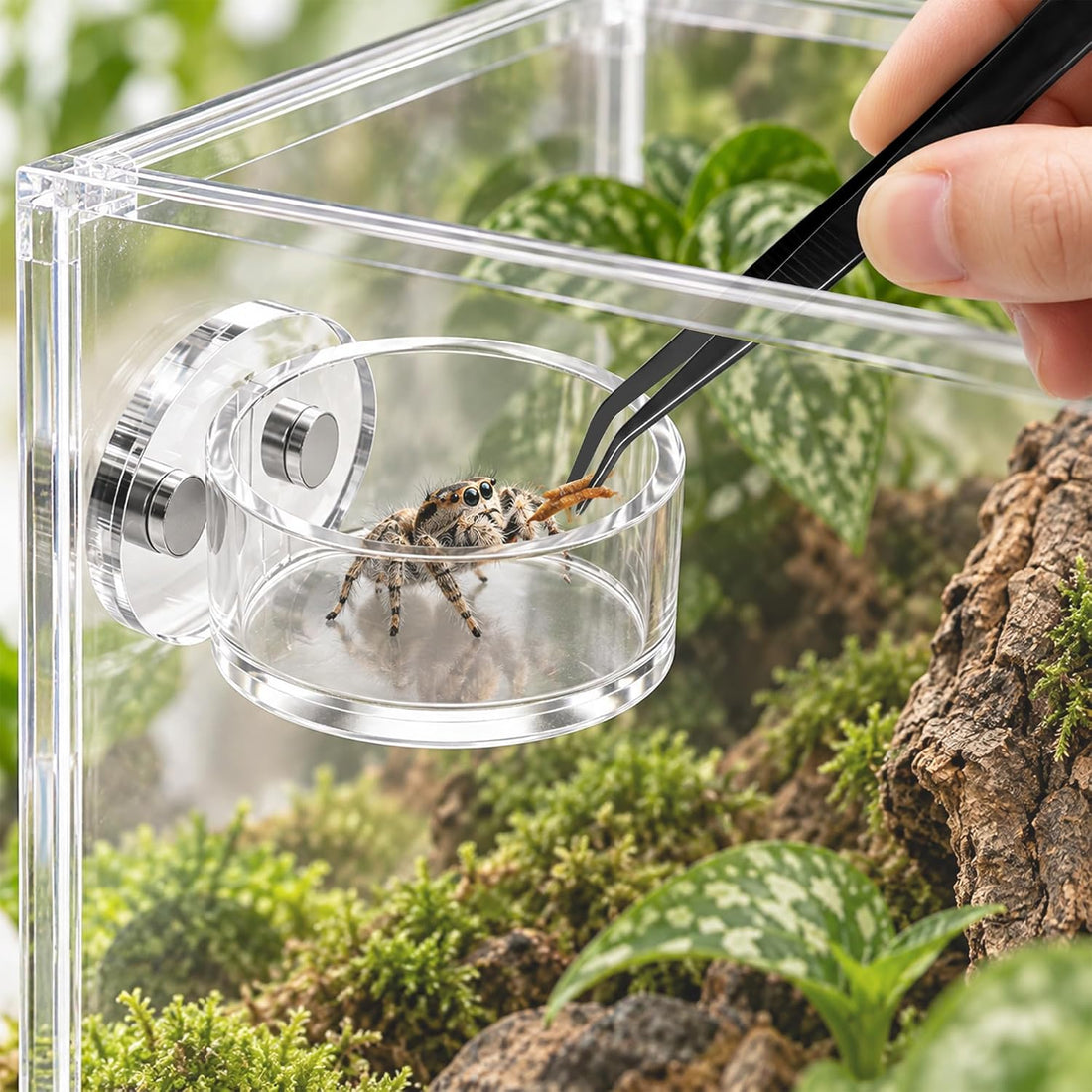 Upgrad Jumping Spider Magnetic Water Feeding Dish for Small Pet