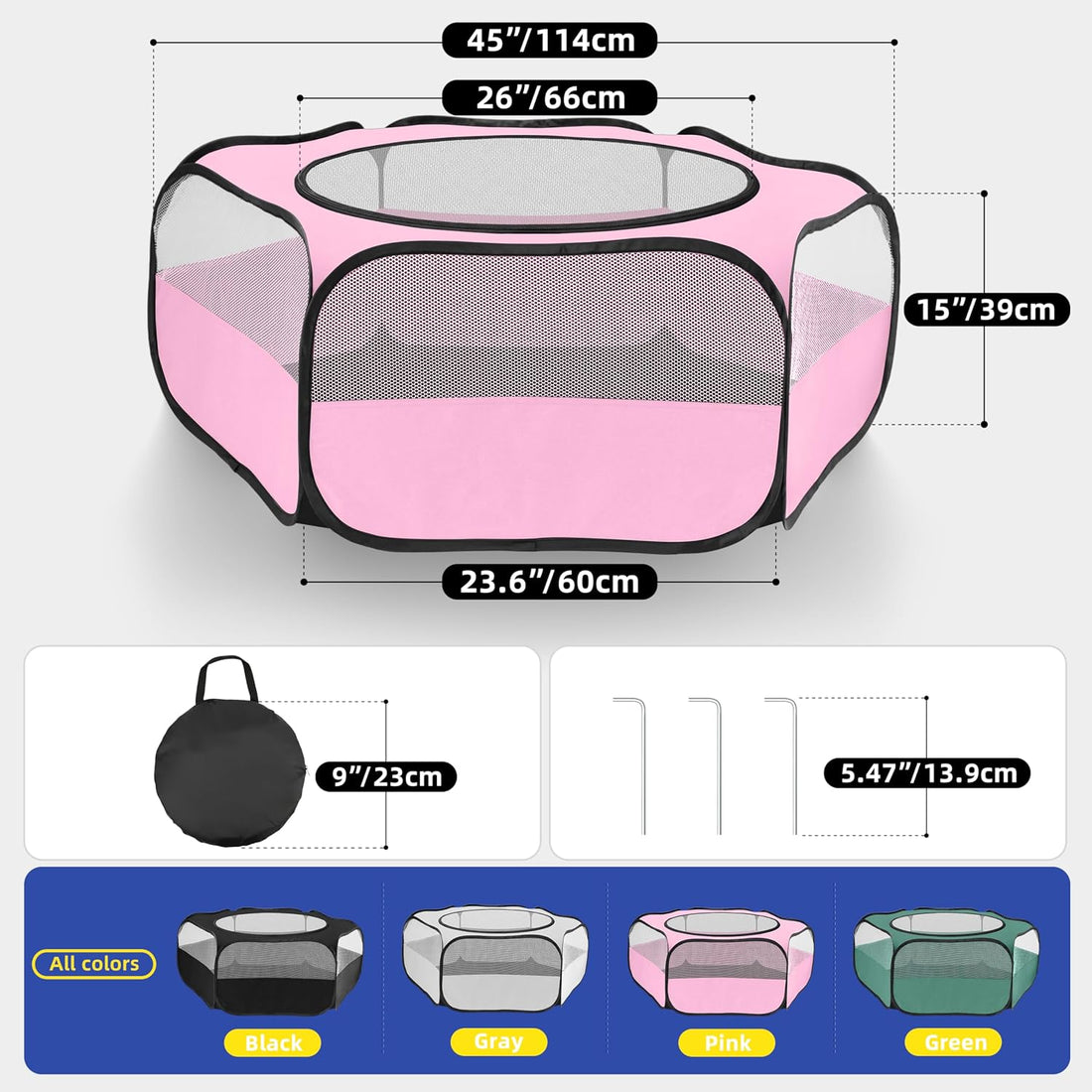 Small Animal Playpen with Mesh Cover & Waterproof Bottom Cat Tent