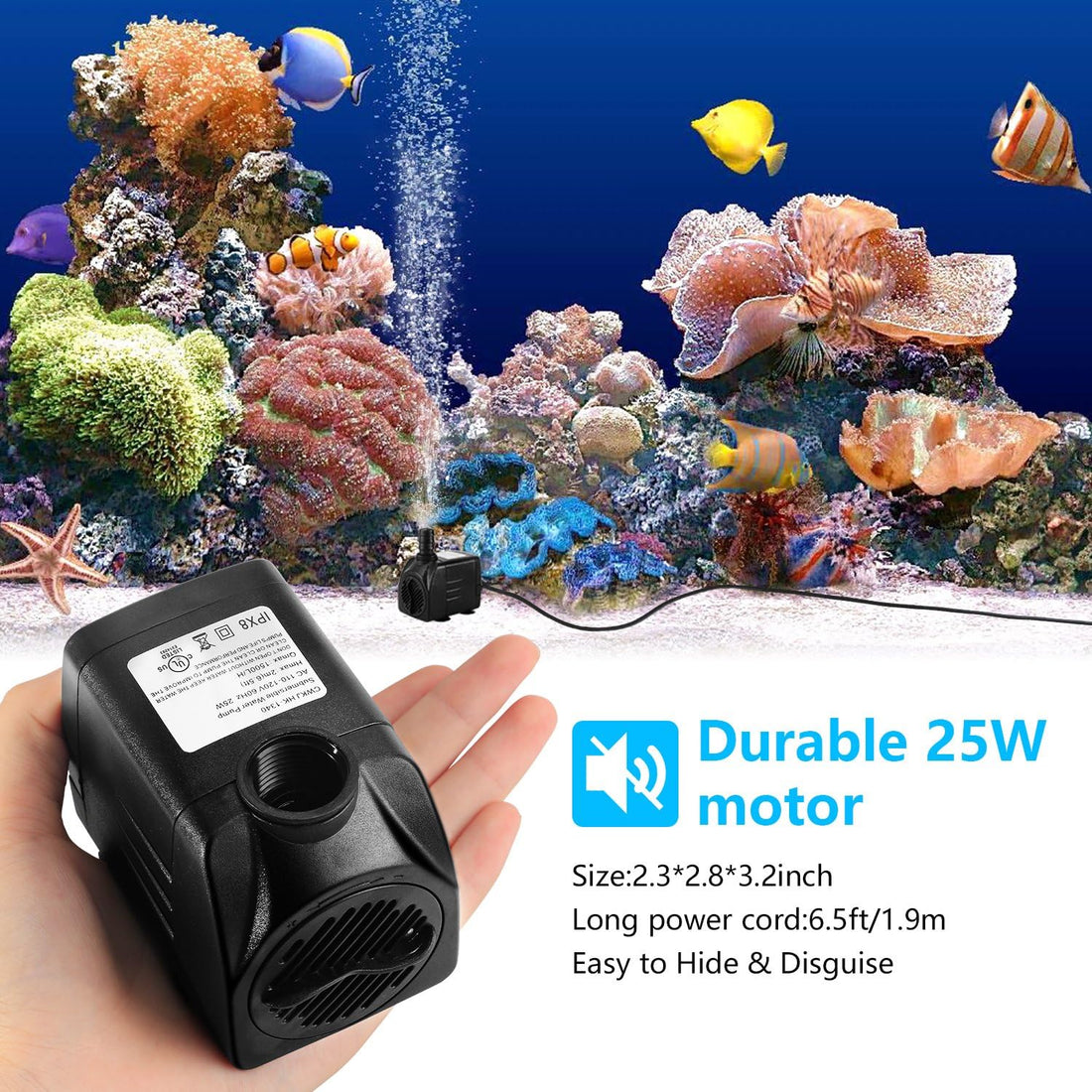 CWKJ 400GPH Submersible Fountain Water Pump for Pond Aquarium
