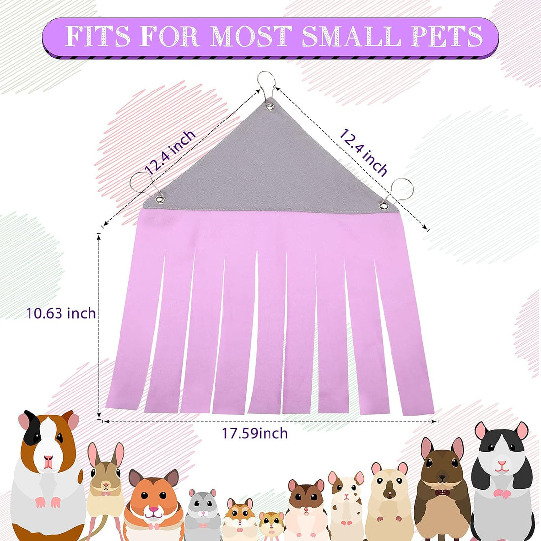 Shappy 2 Pcs Guinea Pig Hideout Hideaway Cage Hammock, Pink Heart