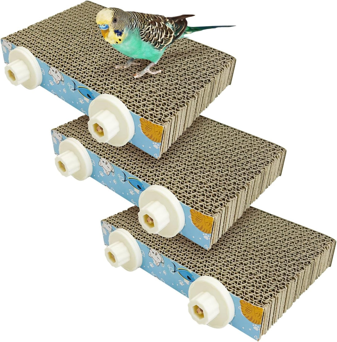3 PCS Bird Cardboard Platform Hanging Parrot Cage Perch Bird Paw