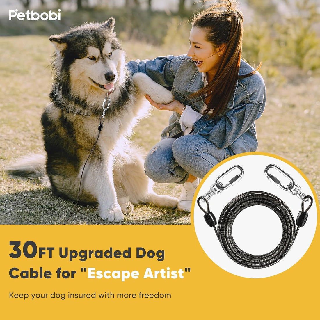Petbobi Heavy-Duty Dog Tie-Out Cable