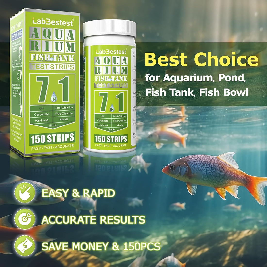 Aquarium Test Strips Fish Tank Pond Water Testing Kit