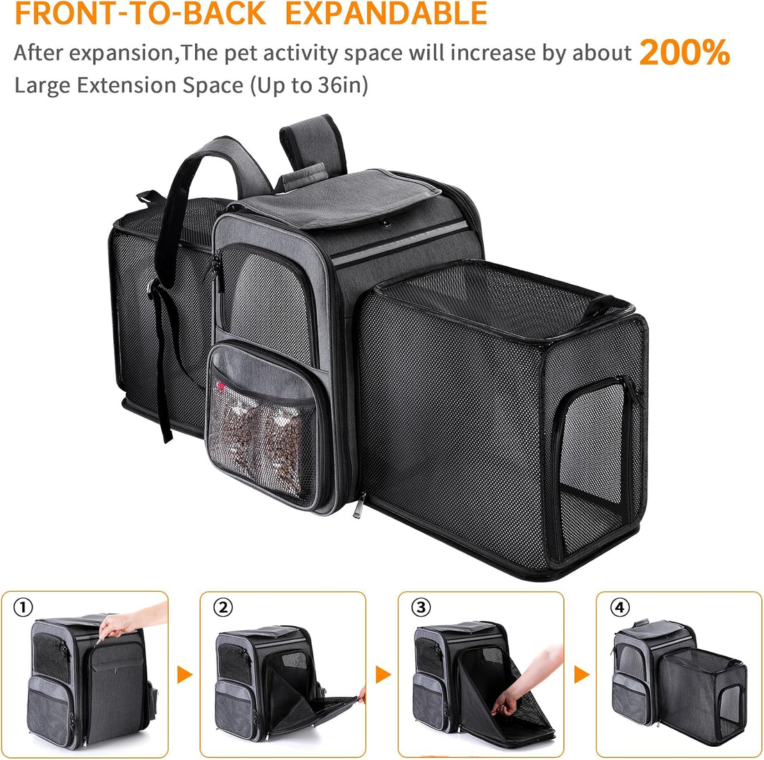 GROXKOX Cat Backpack Carrier,Double Side Expandable Cat Carrier