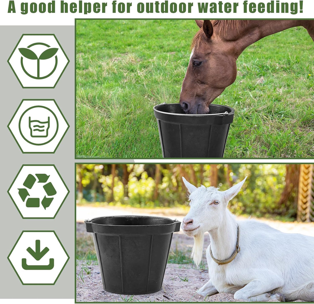 2 Pcs Rubber Feeder Bucket, 8 Quart 2 Gallon Rubber Horse Feed Bucket
