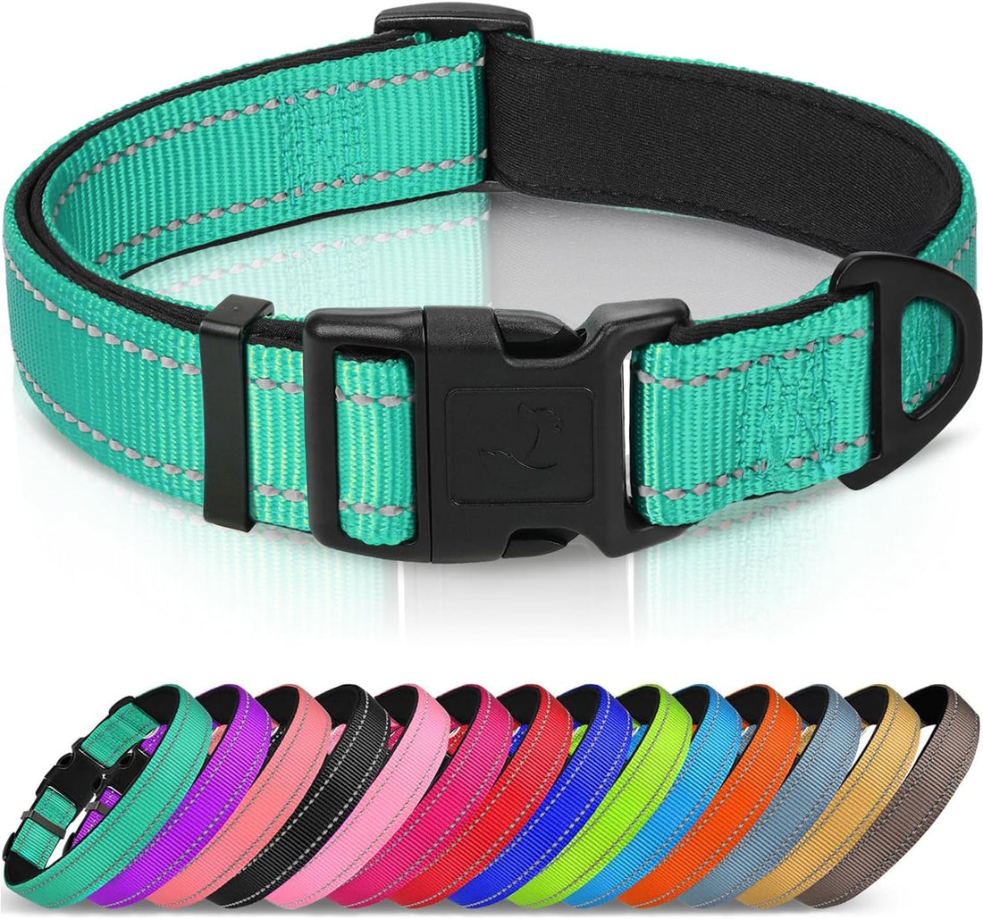 Joytale Reflective Dog Collar, Soft Neoprene Padded, Metal D-Ring