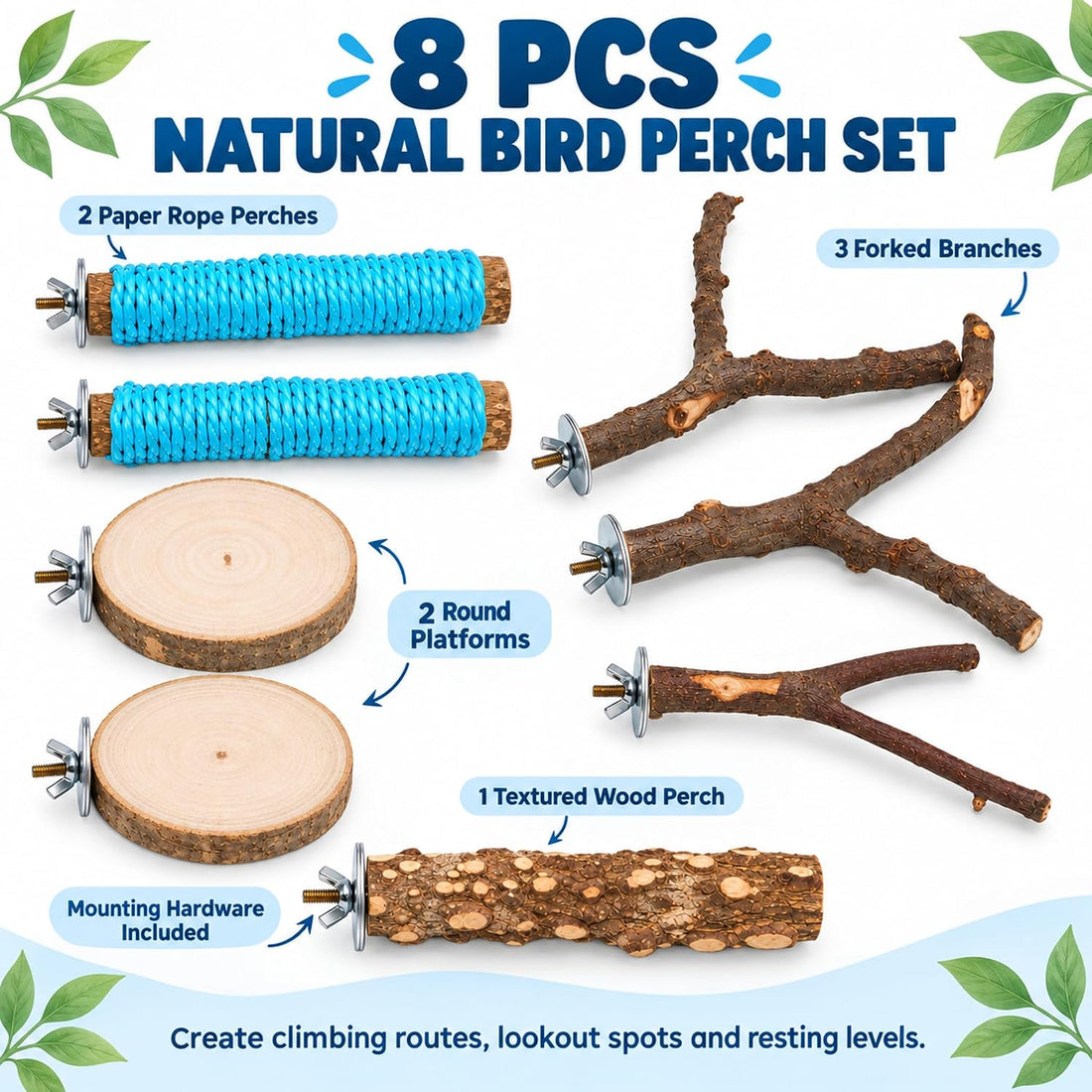 4-Tier Bird Playground and Perch Stand for Small to Medium Birds