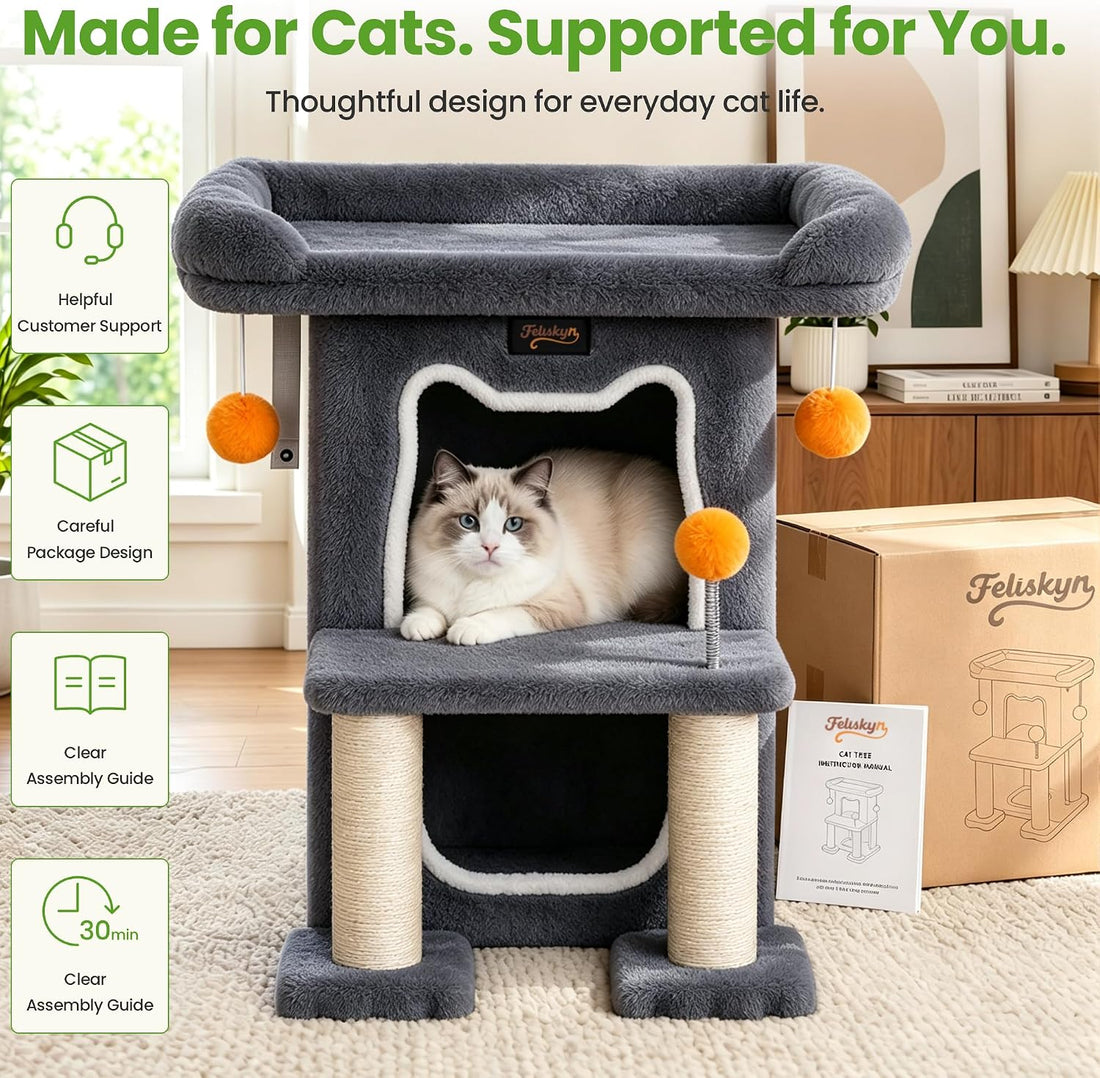 Small Cat Tree Tower Scratching Post for Indoor Cats Large Adult