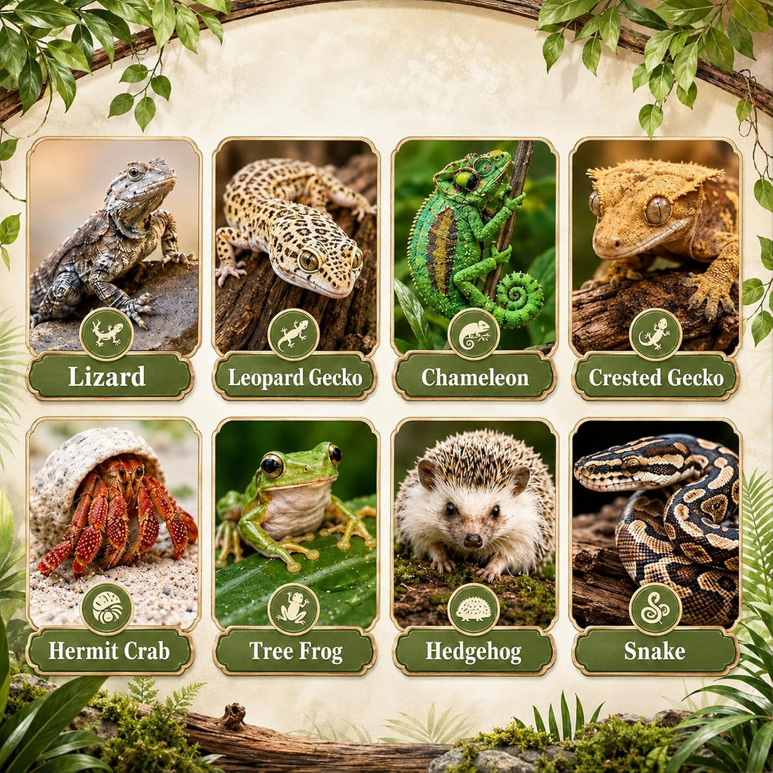 RUNANIA Crested Gecko Tank Accessories,Reptile Vines Plants