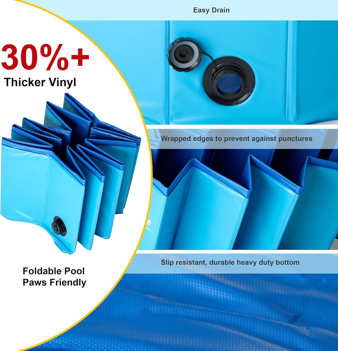 Foldable Dog Pool, Collapsible Dog Swimming Pool 32''