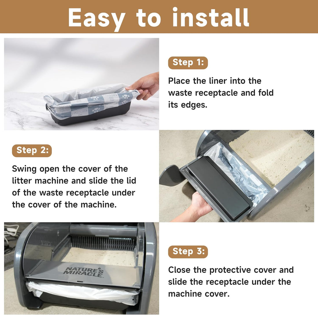 40 Litter Box Liners with a Permanent Waste Receptacle Compatible