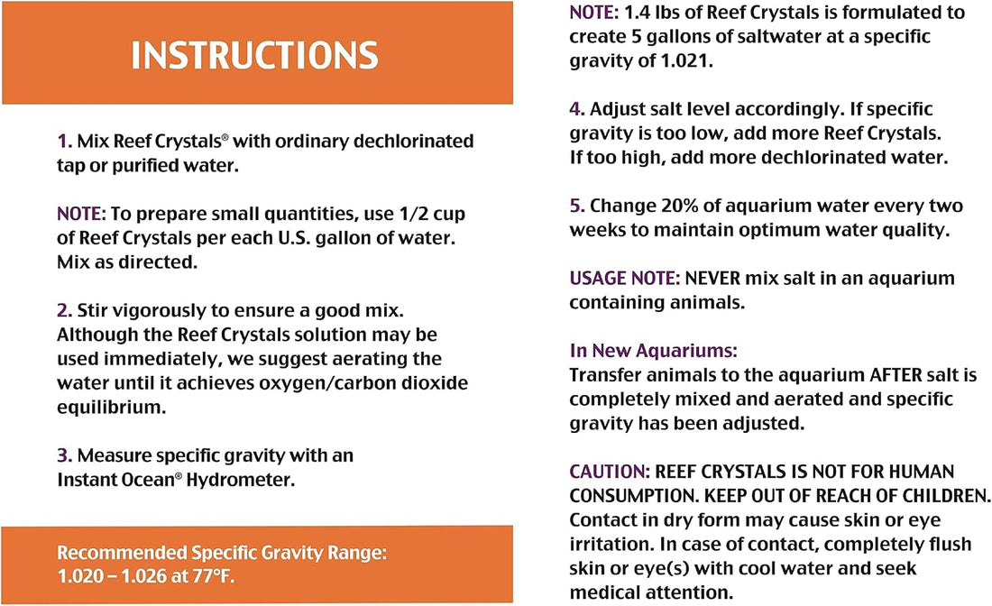 Instant Ocean Reef Crystals Reef Salt for Reef Aquariums, 50 Gallons