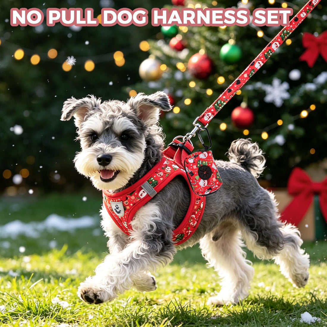 PAWCHIE Christmas Dog Harness and Leash Set