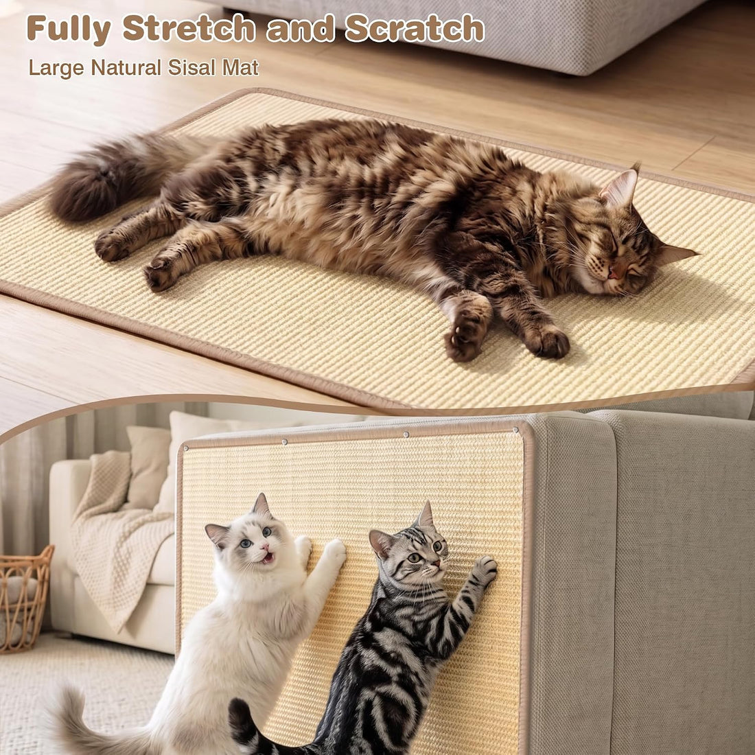 Sisal Cat Scratching Mat: 31.5"x23.6" Large Scratch-Resistant Pad