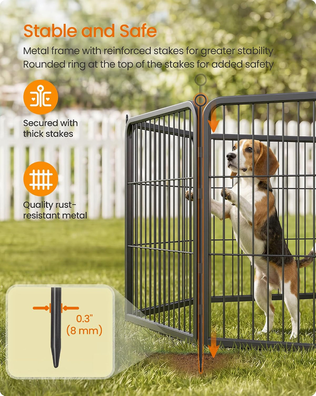 Feandrea 8-Panel Dog Playpen, 67 x 67 x 40 Inch