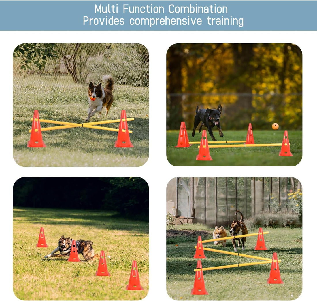 TNZMART Dog Agility Hurdle Cones Pet Jump Training Set Dog Agility