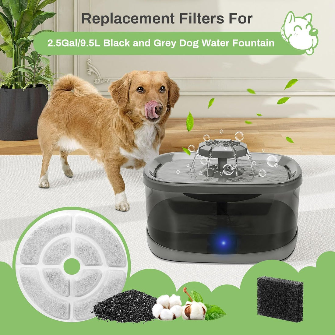 12 Pack Replacement Filters for 2.5Gal/9.5L Dog Fountain
