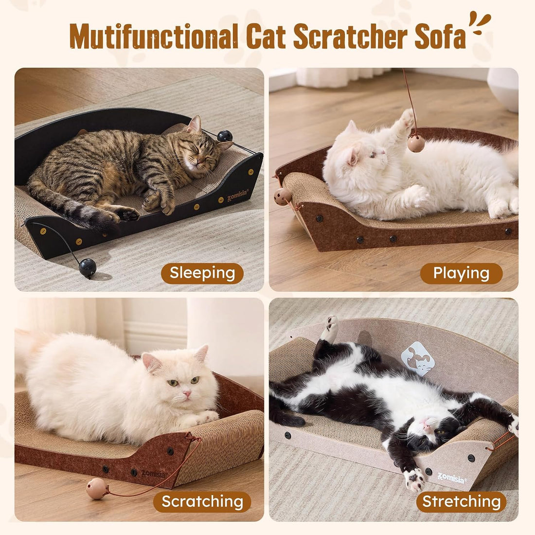 ZOMISIA 26'' Cardboard Cat Scratcher Bed
