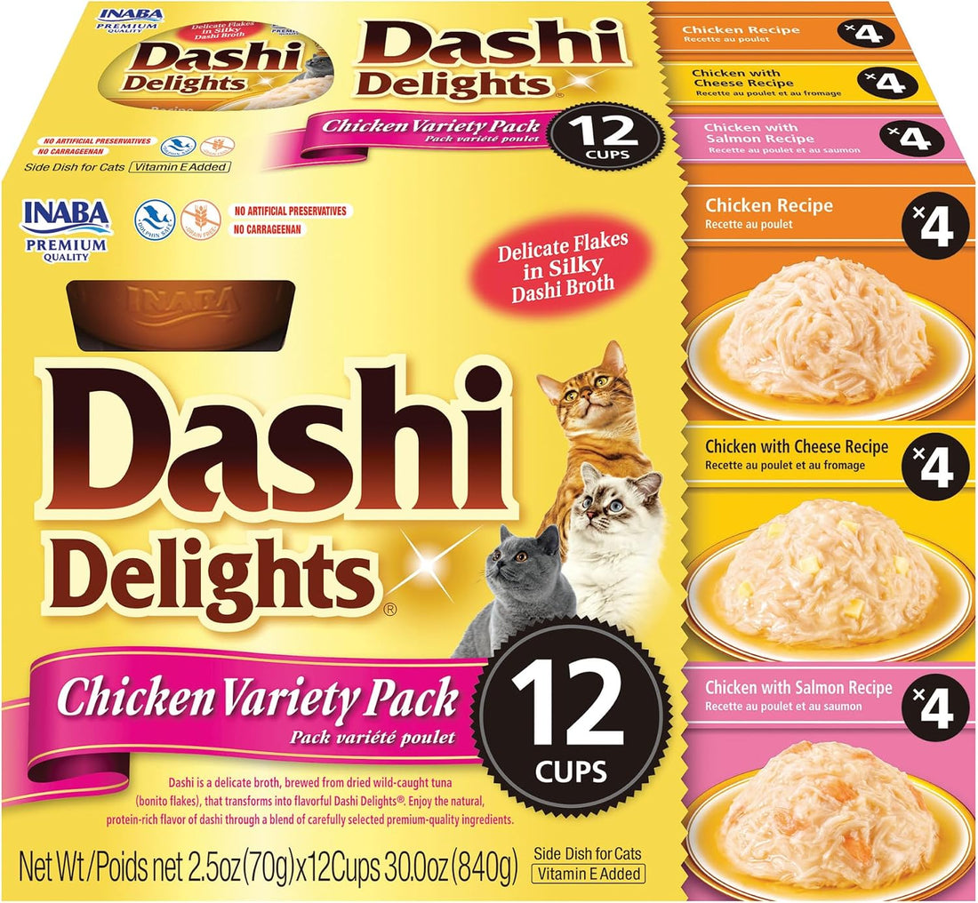INABA Dashi Delights Lickable Cat Treats, Seafood Variety, 12ct