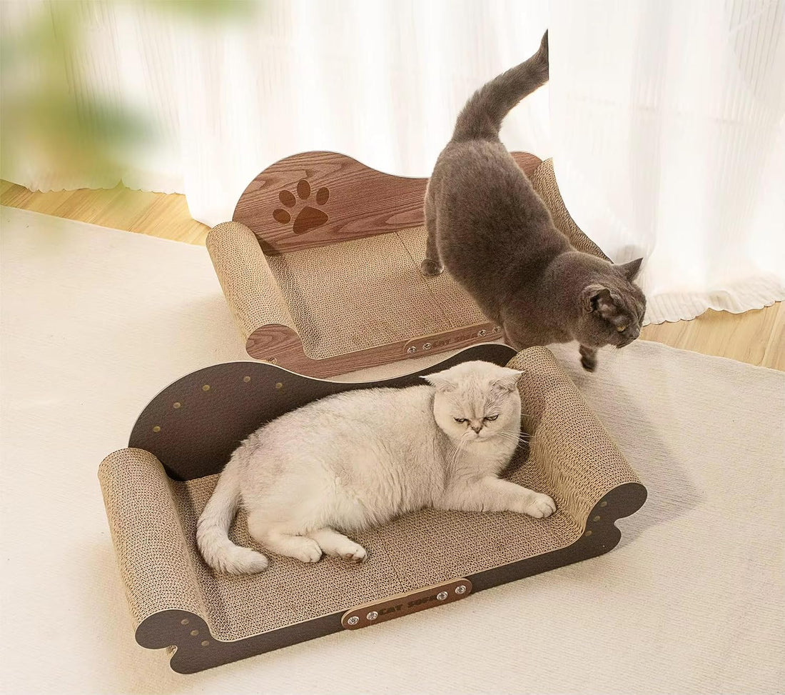 MeowHaus Modern Cat Scratcher Sofa, Cardboard Lounger
