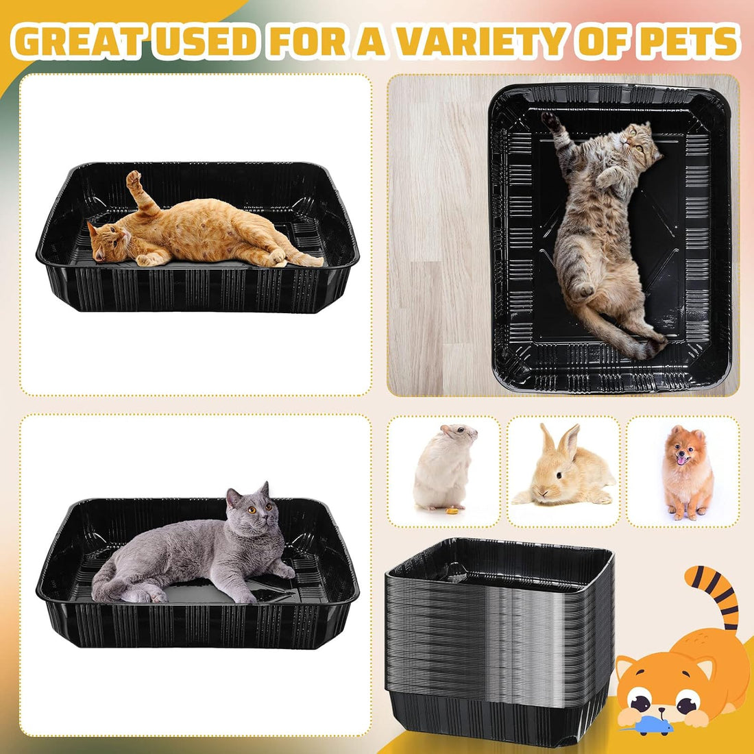 Zubebe 50 Pack Disposable Cat Litter Box for Cats