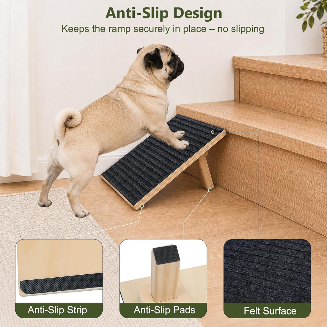 Vivifying Dog Ramp for Stairs, 4 Packs Anti-Slip Dog Stair Ramps