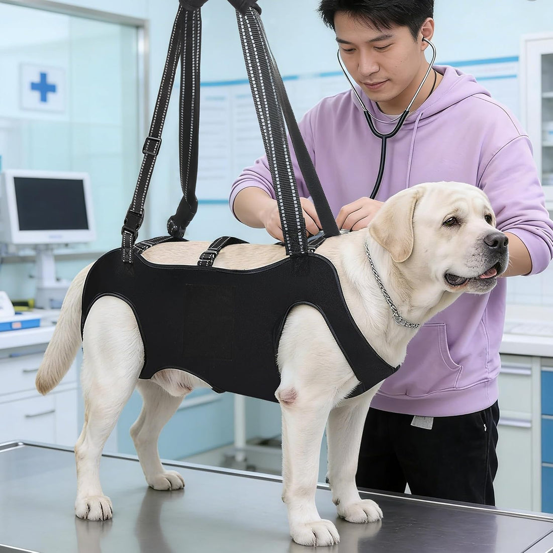 Dog Lift Harness with Pocket Full Body Adjustable Handle Sling,XL