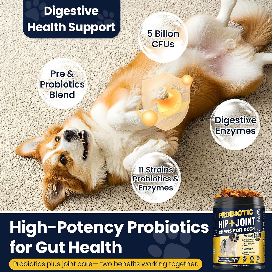 Hip and Joint Supplement for Dogs with Probiotics Glucosamine for Dog