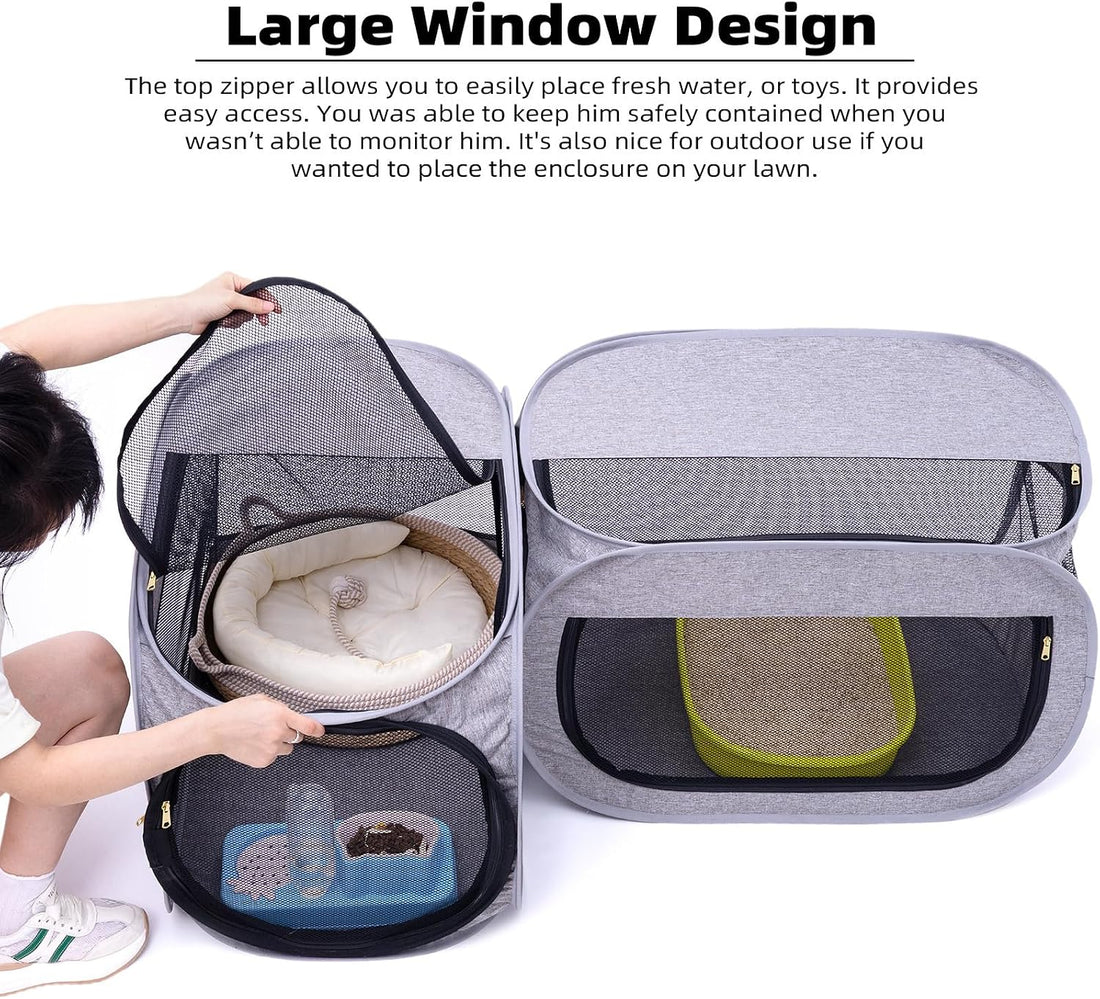 NAFU Corner Cat Playpen with Litter Box Compartment for Indoor Use