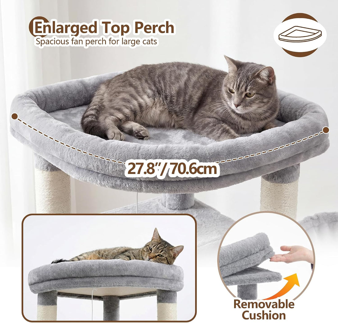 Heybly 53.1" Corner Cat Tree for Large Cats – Interactive Play HCT029W