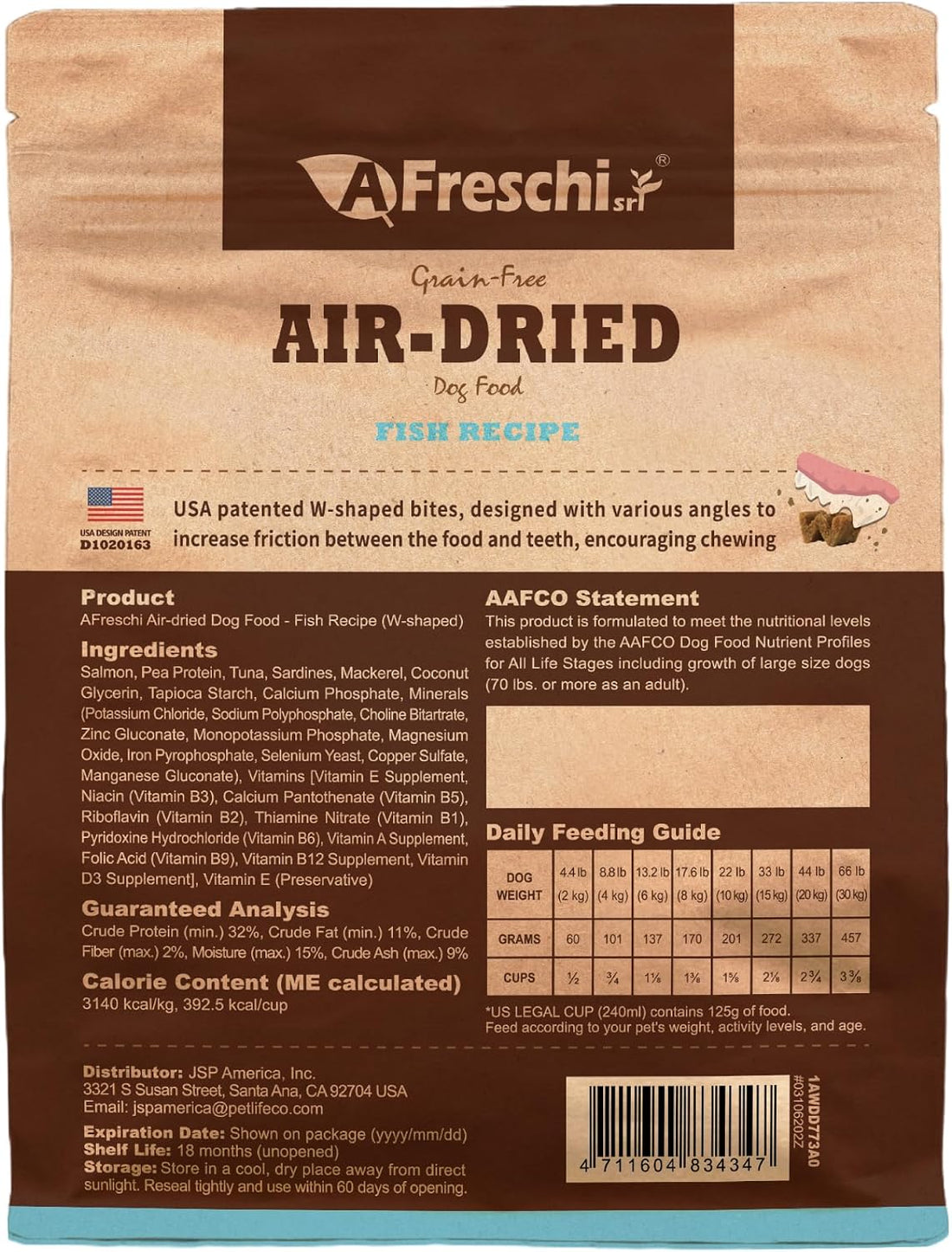 A Freschi srl® Air-Dried Dog Food, Fish Recipe, 1 lb