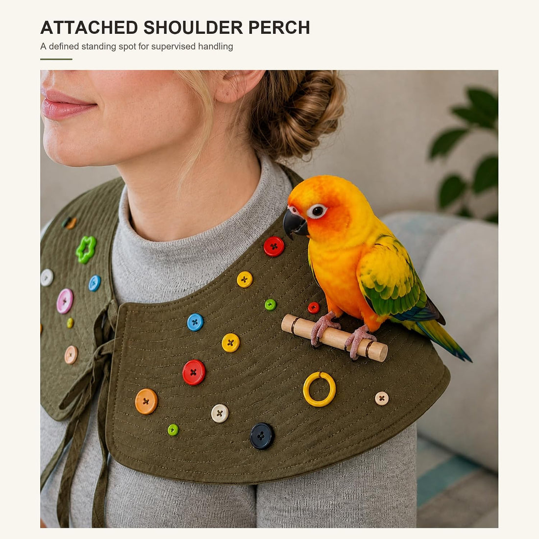 Parrot Shoulder Cape with Two Pine Perches for Bird Training