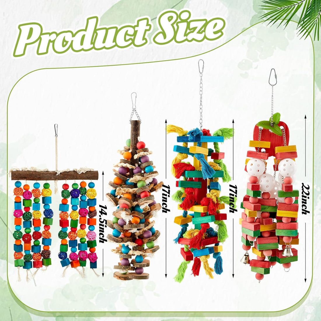 Seenelling 4 Pcs Extra Large Bird Parrot Toy Multicolored Natural