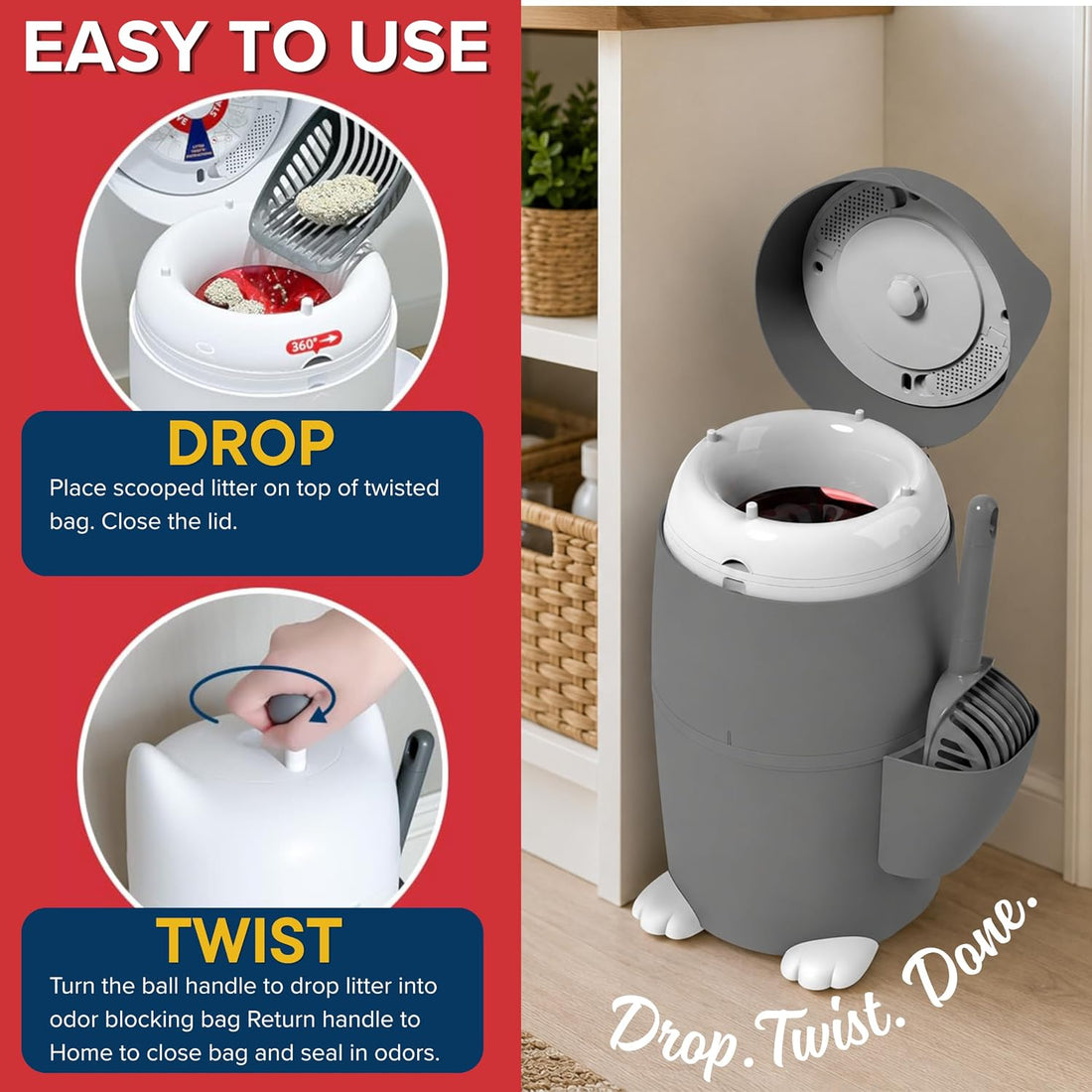 Red Rocket Kitty Twist'R Plus Cat Litter Disposal System