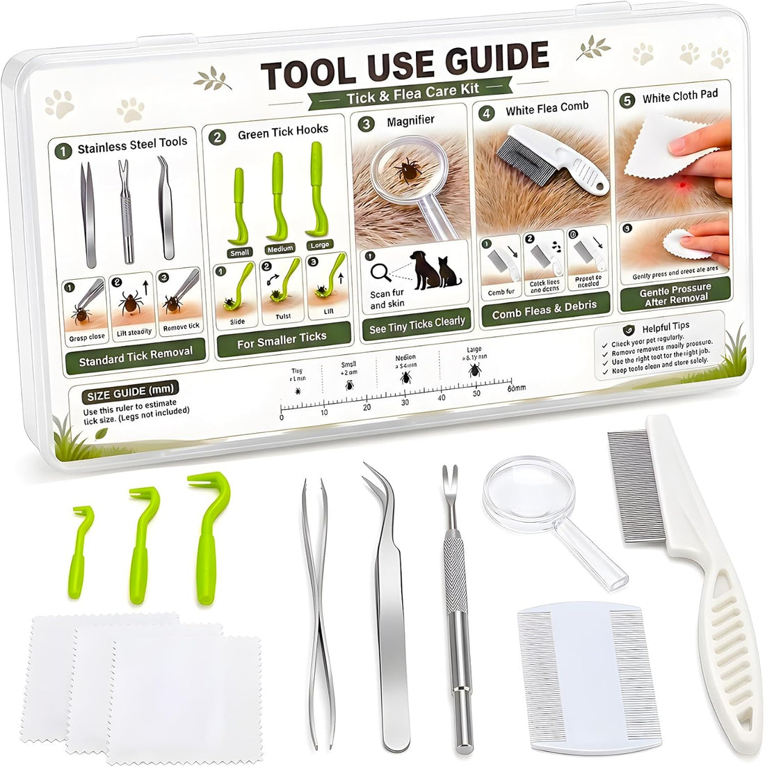 Stainless Steel Tick Removal Tool Kit Safe for Dogs Cats Humans