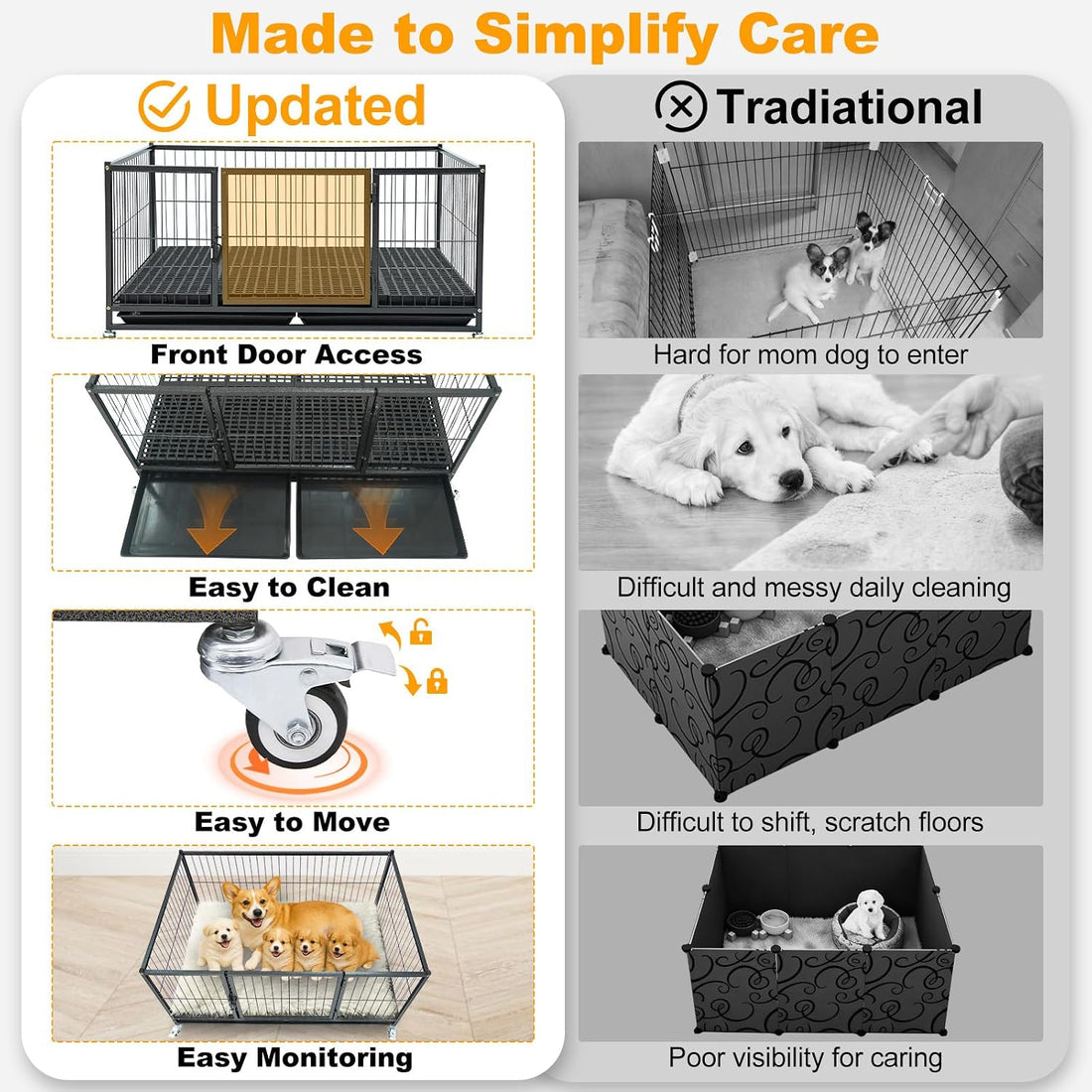 Homey Pet 43" Whelping Box for Dogs and Puppies, Easy Puppy Care