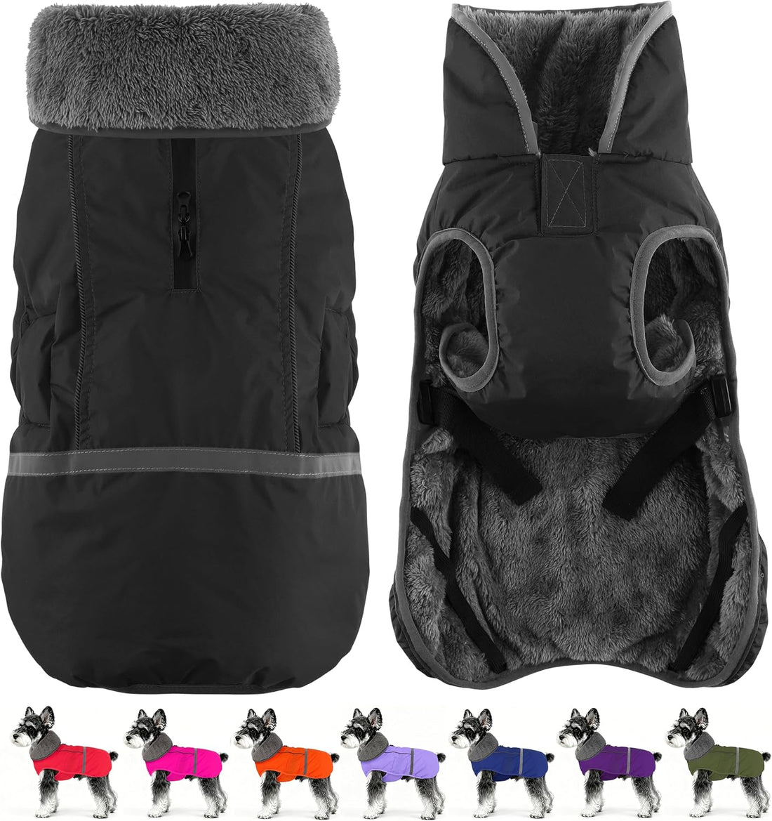 Dogcheer Warm Dog Coat, Waterproof Fleece-Lined Dog Jacket with Leash