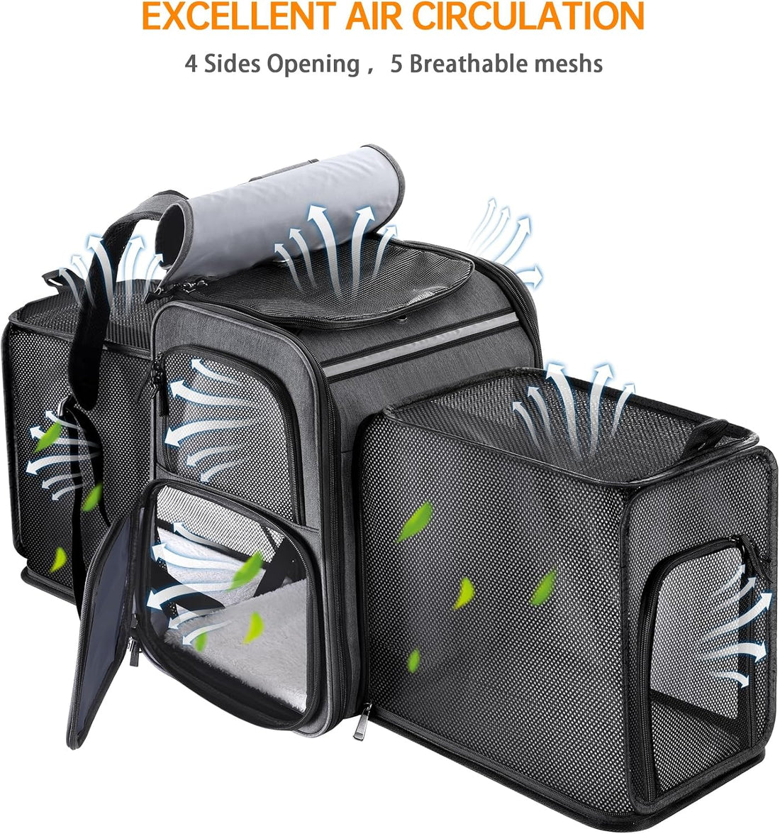 GROXKOX Cat Backpack Carrier,Double Side Expandable Cat Carrier