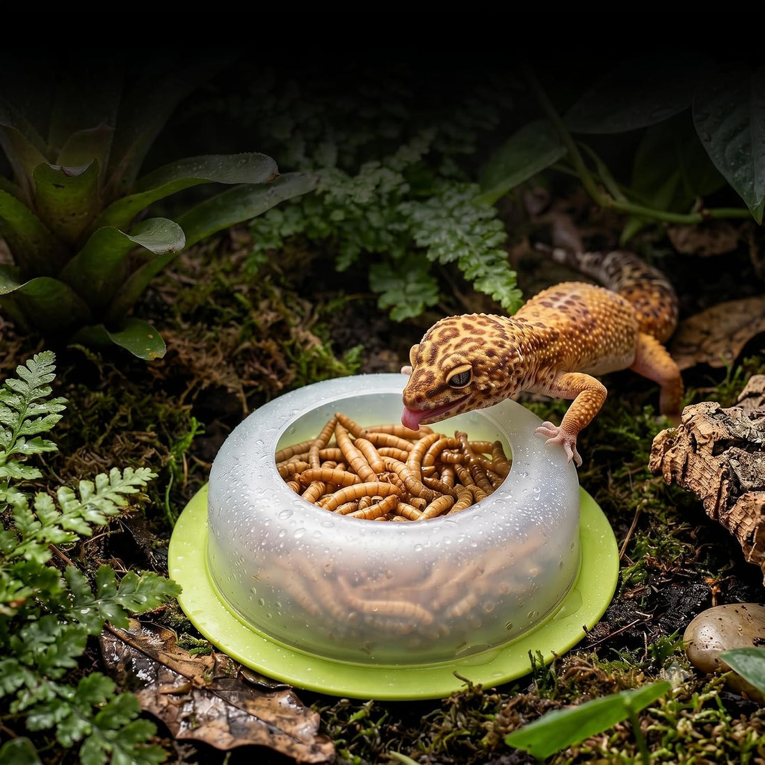 BETTERDAY Reptile Food Dish, Anti-Escape Feeder Bowl, Large 1-Pack