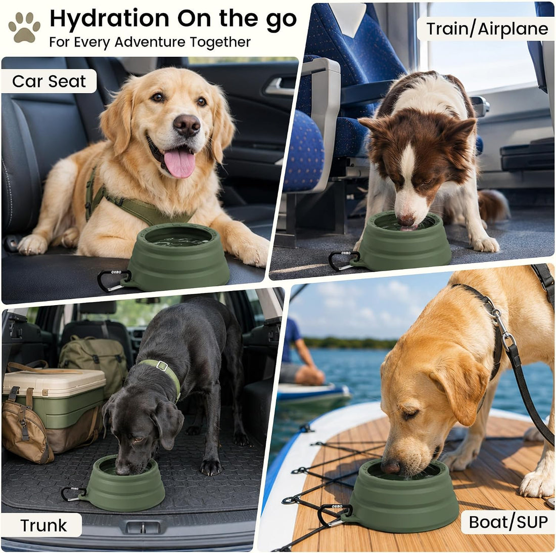 OHMO Spill Proof Collapsible Dog Water Bowl 24oz for Cars