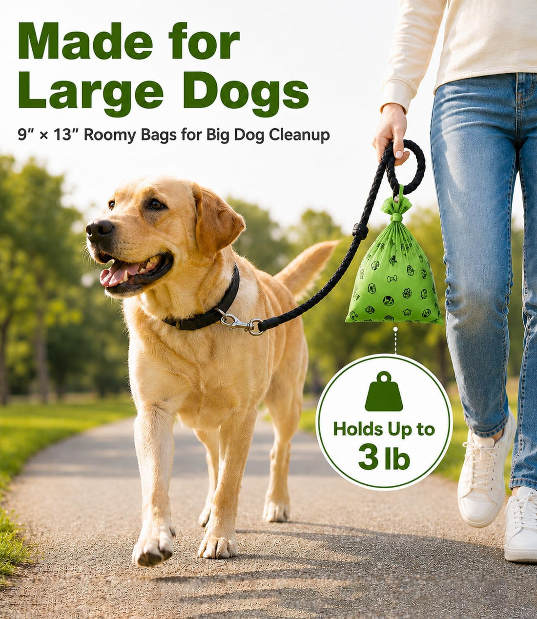 Thick Dog Poop Bags Rolls - Strong Leak Proof with 2 Dispensers 420