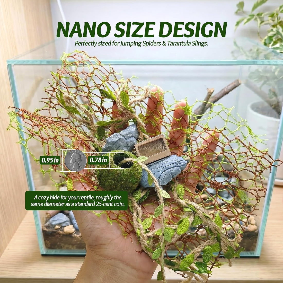 Jumping Spider Enclosure Accessories Kit - Magnetic Moss Ball Hideout