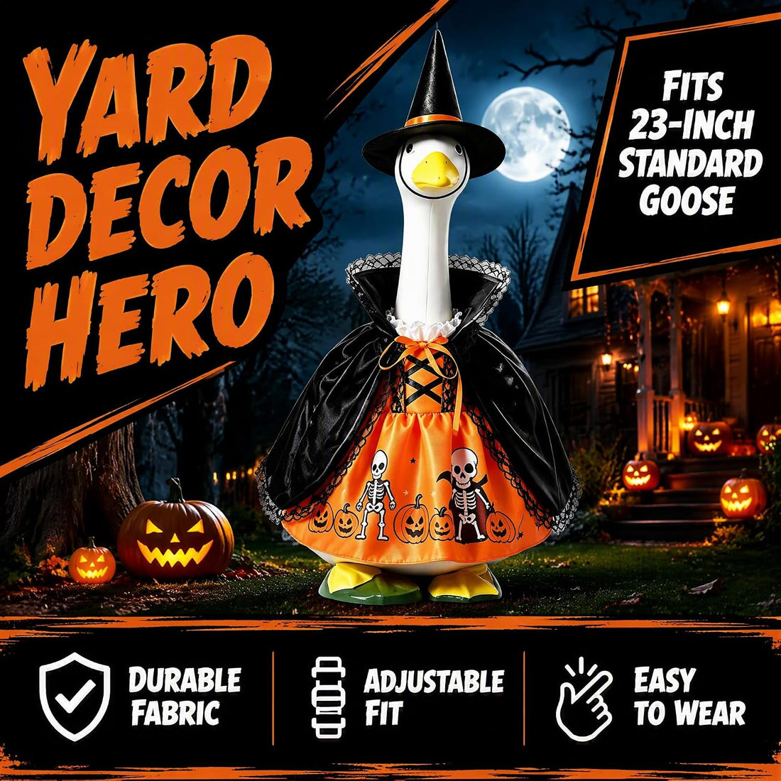 Porch Goose Halloween Outfit, 23-Inch Lawn Goose Costume Set